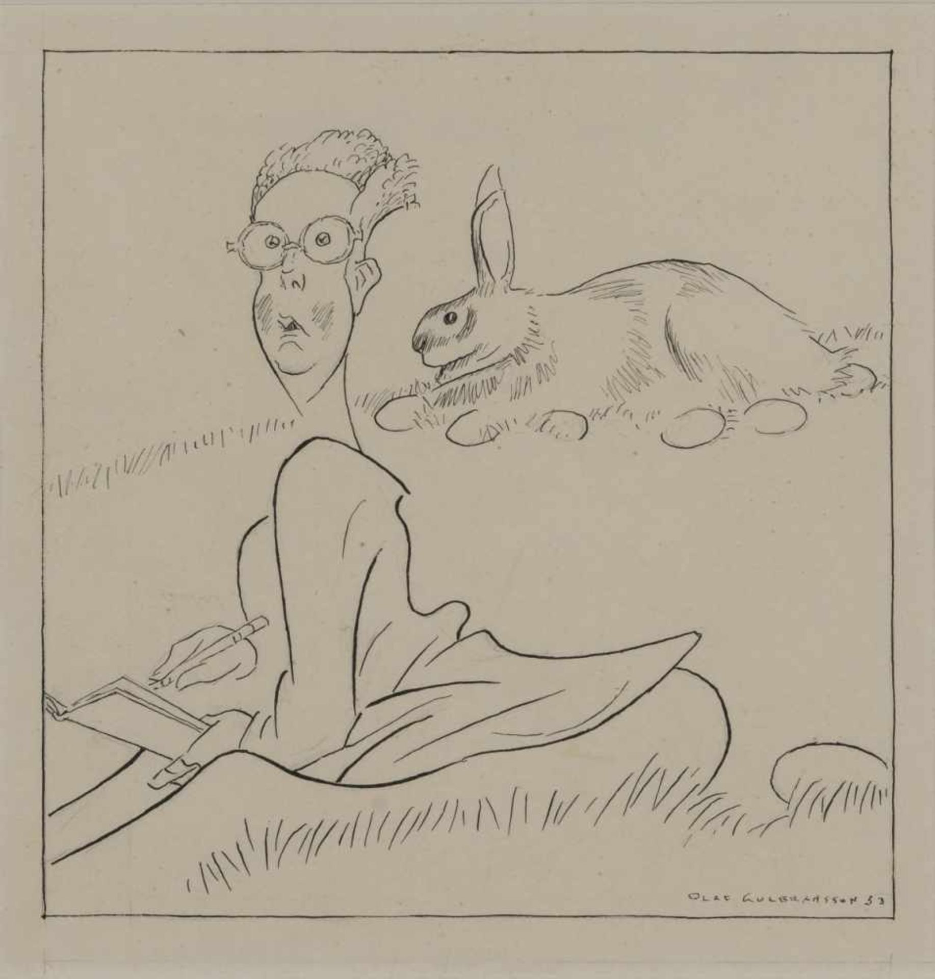 Olaf Gulbransson (Christiania 1873 - 1958 Schererhof am Tegernsee), Untitled (Easter Bunny and - Bild 4 aus 5
