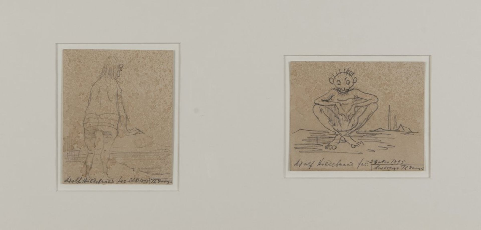 Adolf von Hildebrand (Marburg 1847 - 1921 Munich), Untiteld (Two caricatures), 1895Untiteld (Two