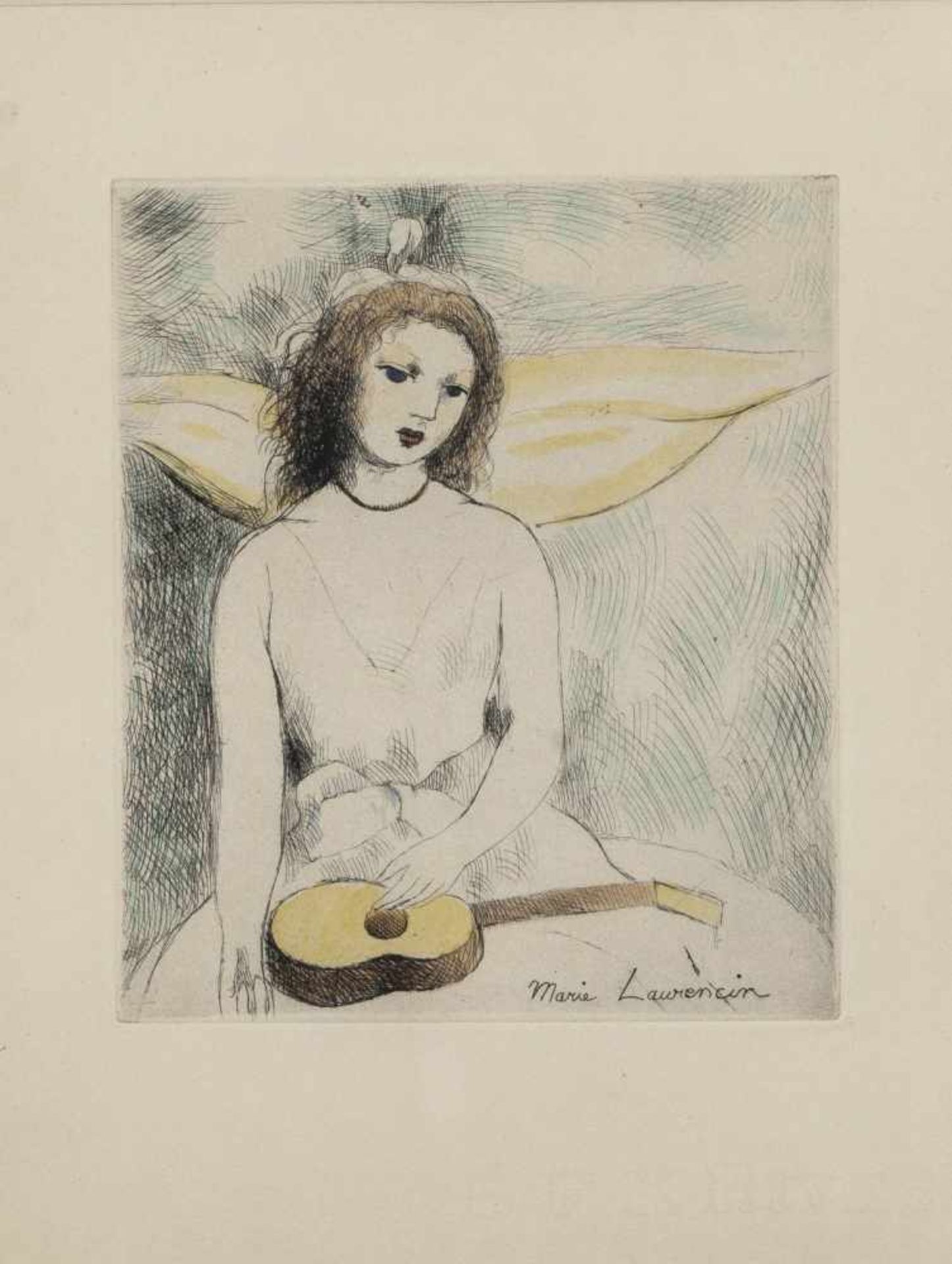 Marie Laurencin, 'Girl with the guitar', 1946'Girl with the guitar', 1946Etching, colored, on wove