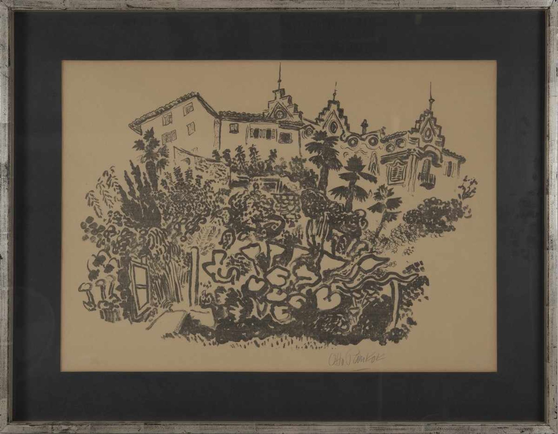 Otto Pankok, Untitled (Vedute with Garden), 1930sUntitled (Vedute with Garden), 1930sLithograph on