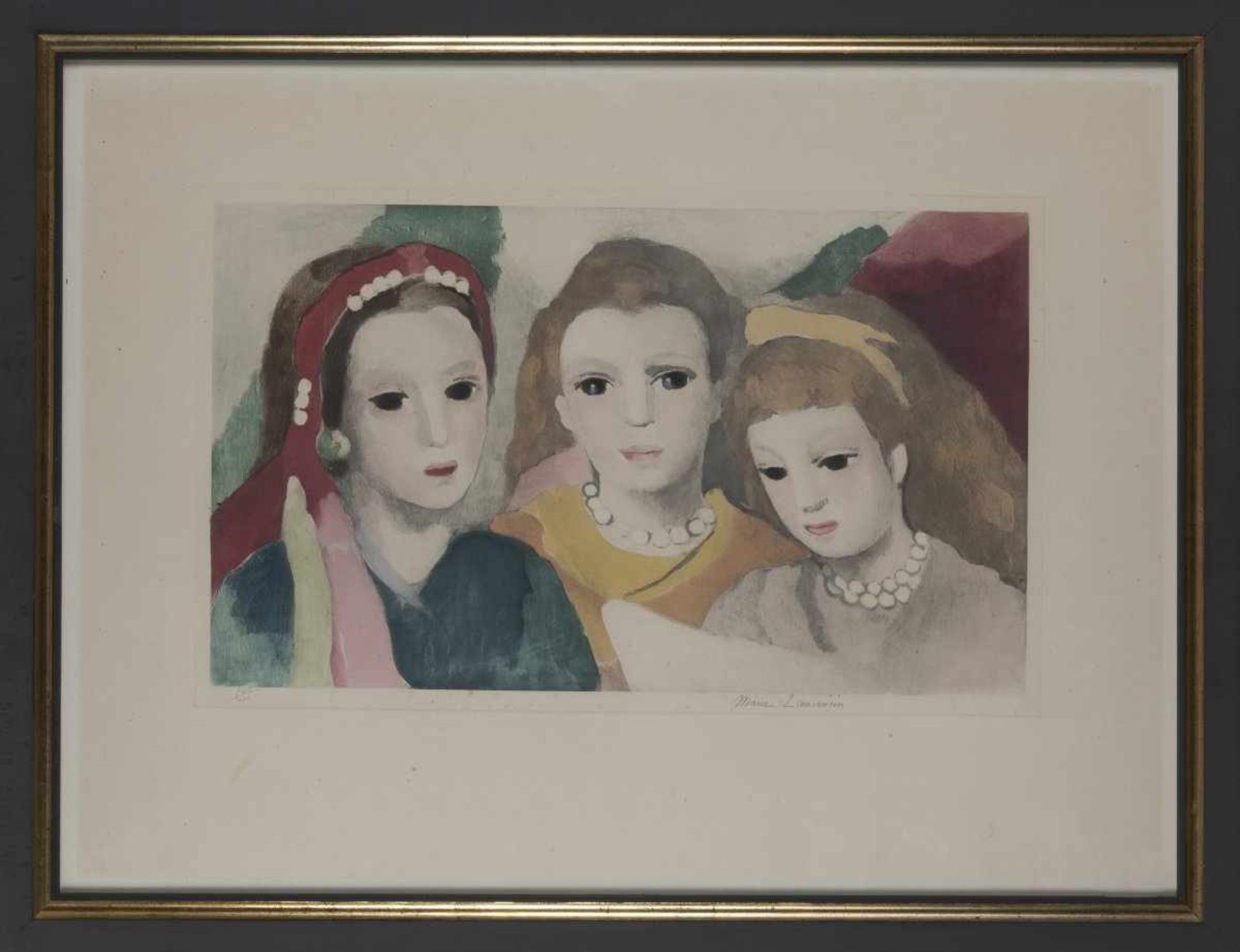 Marie Laurencin, 'Three decorated girls', 1940s'Three decorated girls', 1940sColor etching on vellum - Bild 2 aus 2