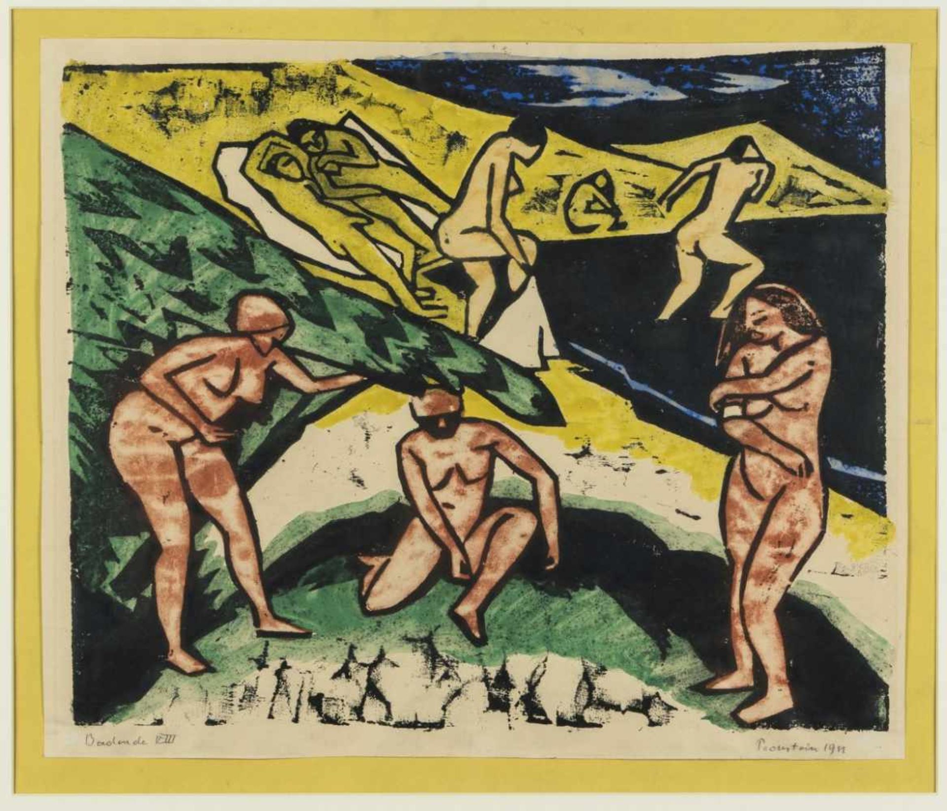 Hermann Max Pechstein (Zwickau 1881 - 1955 Berlin), 'Badende III', 1911'Badende III', 1911Woodcut,