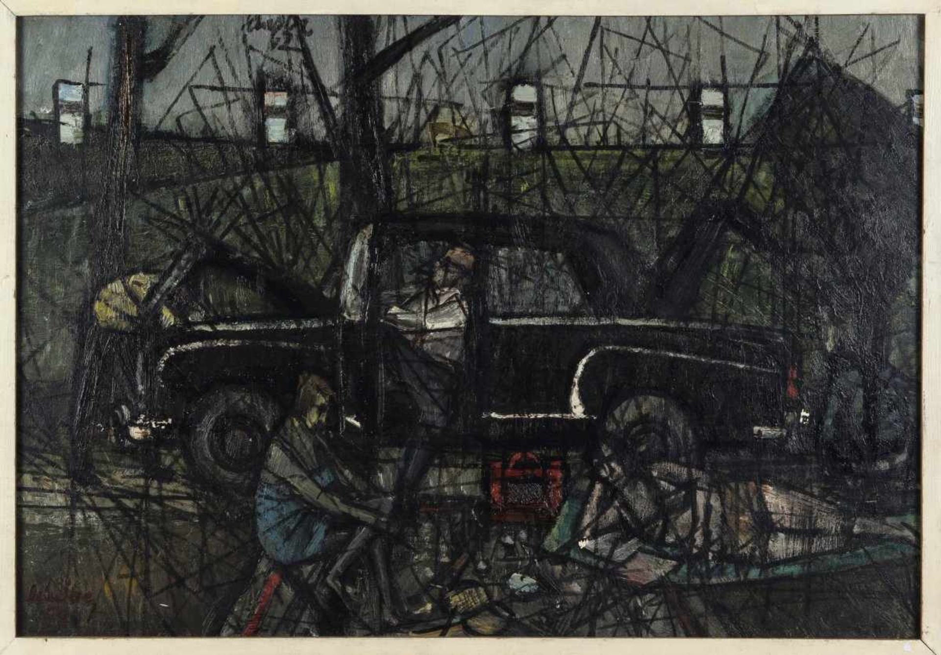 Emil Scheibe (Munich 1914 - 2008 ibid), 'The Picnic', 1959'The Picnic', 1959Oil on hardboard. 44.0 x