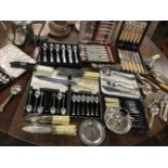 Miscellaneous silver plated flatware, some cased, knives forks spoons, many sets, a Victorian EP