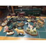A collection of miscellaneous animals - horses, dogs, birds, cats, etc., ceramic and resin including