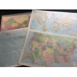 Two Rand McNally 1960s coloured maps - The International World and the United States; a 1972 map