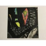 Arnold Daghani, black ink and watercolour, abstract, dated 1963, signed, mounted & framed. (7in x