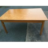 A rectangular work table with composition top on square tapering pine legs. (48in x 72in x 32in)