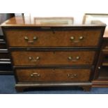 A nineteenth century mahogany chest by Holland & Sons, the three deep cockbeaded drawers crossbanded