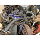 Miscellaneous horse tack including leather horse bridles, breastplates, head collars, girths,