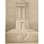 RM Dew, pencil and wash, titled A Greek Tomb, dated 1932, signed, unframed. (20in x 28in)