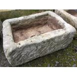 A nineteenth century rectangular sanstone trough. (23.5in x 18.5in)