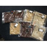 Seven lambswool crewe neck childrens jumpers - various brown/fawn colours and sizes. (7)