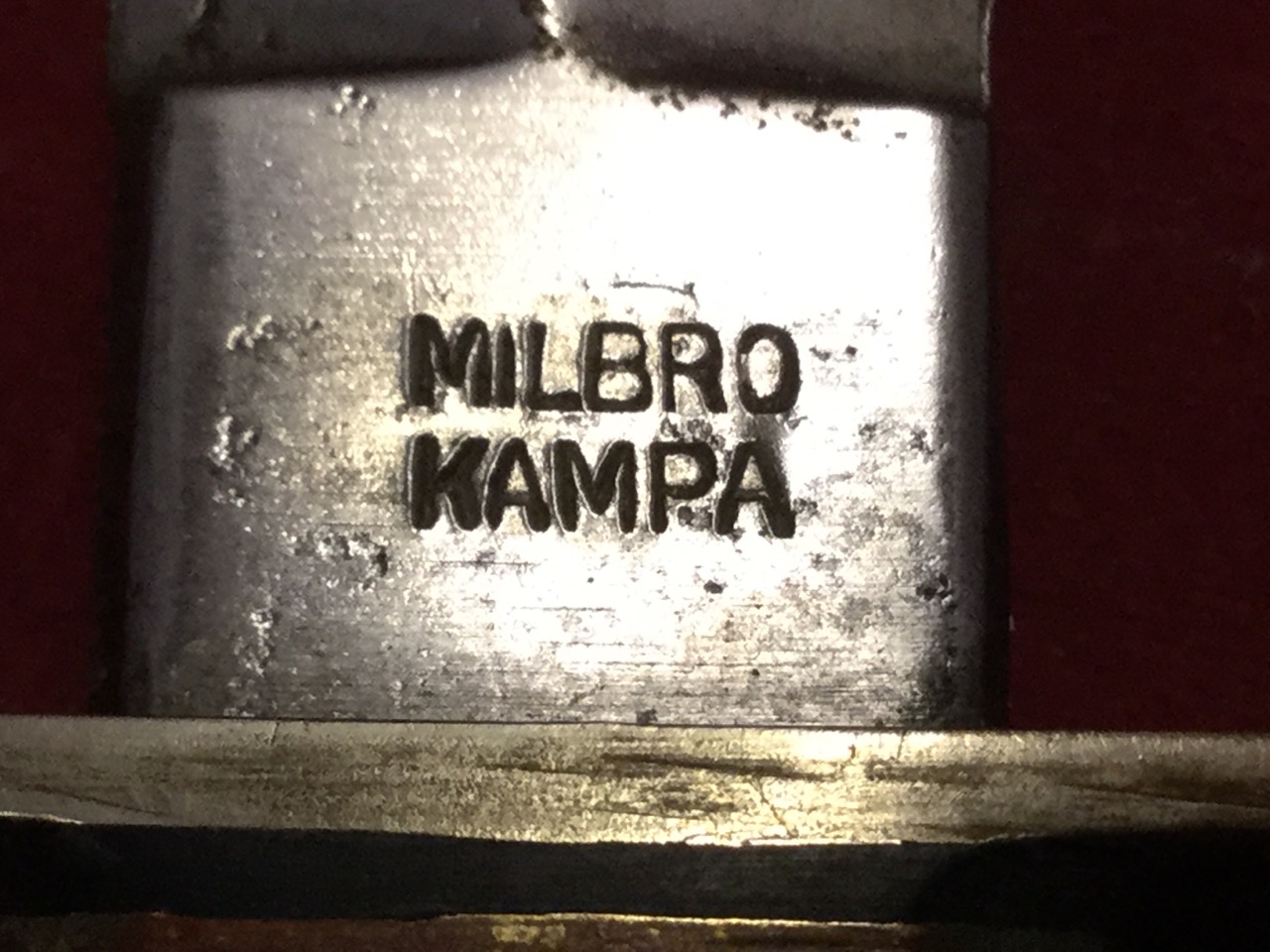 A WW2 Milbro Kampa commando knife, the Sheffield made tapering stiletto blade with brass guard and - Image 2 of 3