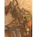 School of Stanley William Hayter, charcoal & pastel, still life, dated 87, indistinctly signed,