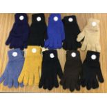 Ten pairs of lambswool gloves - various colours and one size. (10)