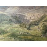 Joseph West, watercolour, Mallam cove, signed, mounted & framed. (18in x 11in)