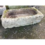 A rectangular nineteenth century sandstone trough. (34in x 18.5in x 9.5in)