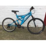 A Sabre Quake Sportz mountain bike with sprung frame, padded seat, gears, etc.