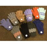 Five pairs of Fairisle pattern lambswool gloves - various colours; and five pairs of lambswool