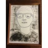 Arnold Daghani, ink, bust portrait of man wearing glasses, dated Dec 1961/63, signed & framed. (8.