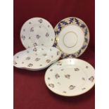 Four pieces of nineteenth century Bloor Derby - two plates, a bowl and a quatrefoil shaped dish. (