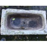 A rectangular nineteenth century sandstone trough. (18in x 31.5in)