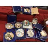 A set of eight Wedgwood boxed sentimental collectors plates; a similar set of four by Royal