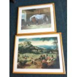 Emil Volkers, a lithographic print titled The Anxious Foal, from an 1863 painting, framed; and a