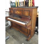 A late Victorian Eckhardtstein overstrung piano with seven octave keyboard, the rosewood case inlaid
