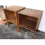 A near pair of open side tables on rectangular pine legs. (2)