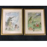 Mark Huskinson, a pair of gilt framed shooting cartoons, signed in pencil on mounts, and dated