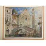 Watercolour, early twentieth century Venetian scene, unsigned, mounted & framed. (15in x 12.5in)