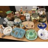Miscellaneous ceramics including a handpainted Myott jug, Wade, childrens sets, vases, Burleigh,