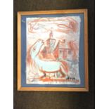 Anton Sulek, watercolour & varnish, two buildings with horse, signed, laid down & framed. (12in x