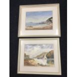 Jock Stanier, watercolour, loch landscape, signed, inscribed to verso - Eilean Donan Castle nr