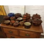 Miscellaneous salt glazed stoneware including cooking pots & covers, bowls, dishes, etc. (A lot)