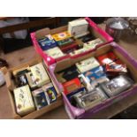 A collection of boxed vehicles - lorries, traction engines, buses, etc., including Matchbox