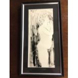 Arnold Daghani, pen and ink wash, standing nude, signed, mounted & framed. (6in x 14in)