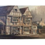 Benson E Hill, early nineteenth century watercolour of medieval style timbered Kent houses with