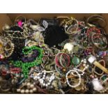 Miscellaneous costume jewellery - bracelets, necklaces, bangles, beads, pearls, watches, etc., -