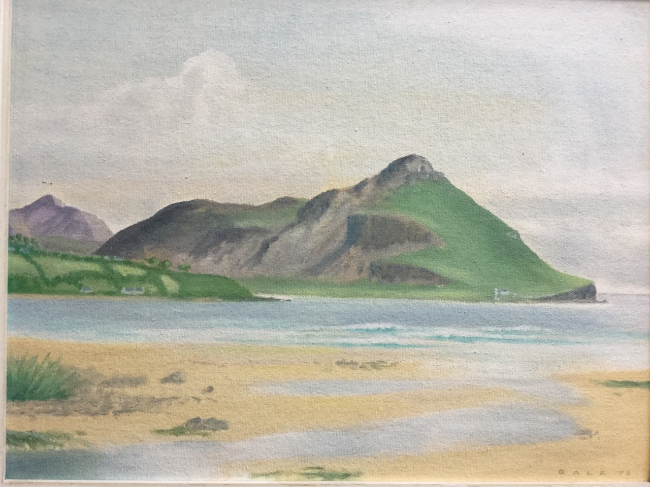 Ron Gale, oil on board, coastal view, signed & dated, framed; and Leslie Jones, stylised landscape - Image 2 of 3