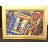 Watercolour, abstract, signed Gerrard on backboard, framed. (21.5in x 14.5in)