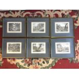 Samuel Howitt, a set of six hand-coloured hunting prints, the plates mounted and hogarth framed. (