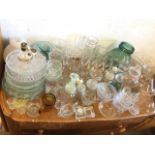 Miscellaneous glass including vases, storage jars & stoppers, fruit bowls, an Edinburgh Crystal