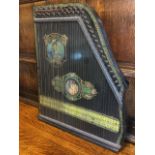 A late Victorian Sylvia German guitarr-zither, the harp style instrument with floral decoration, the