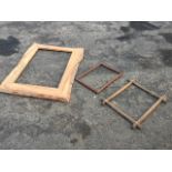 A large beech frame with figured roughcut planks; a Victorian moulded oak crisscross frame; and a