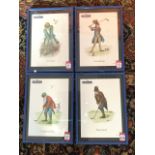 A set of four Martell golfing prints, the captioned cartoon style images after Norman Orr, mounted &