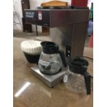 A Bravilor Bonamat electric coffee machine, with two glass jugs, filter papers, funnel, etc. (A