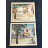 G Muris, a pair of continental summer plain air prints, framed. (2)